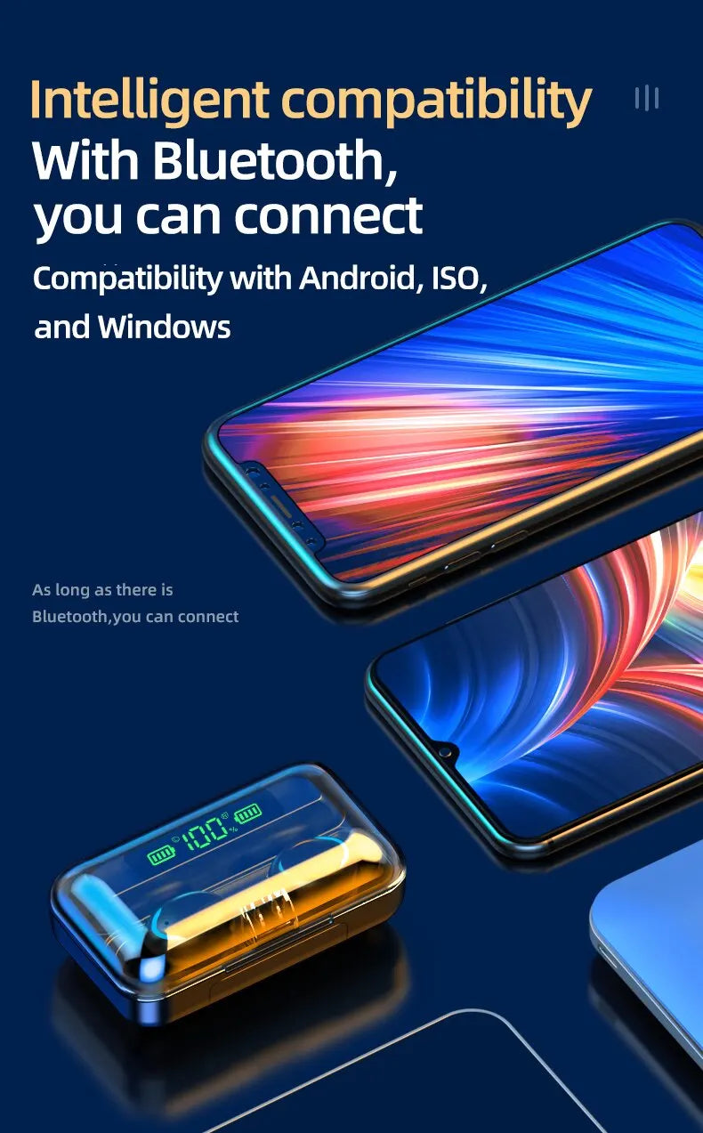 F9 TWS Wireless Earphones Bluetooth Headphones Waterproof Sport Headsets Game Noise Reduction Earbuds With Microphone for Xiaomi