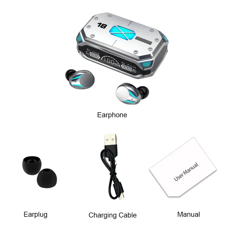 M41 Bluetooth Earphone Wireless Headphone Smart Touch Digital Display Stereo Earbuds With Colour Light Magnetic Suction Headset