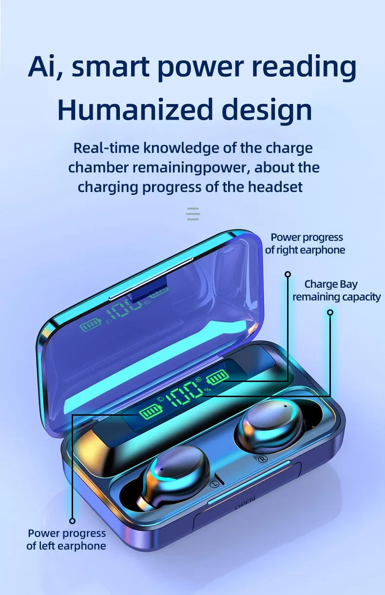 F9 TWS Wireless Earphones Bluetooth Headphones Waterproof Sport Headsets Game Noise Reduction Earbuds With Microphone for Xiaomi