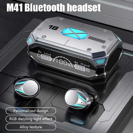 M41 Bluetooth Earphone Wireless Headphone Smart Touch Digital Display Stereo Earbuds With Colour Light Magnetic Suction Headset