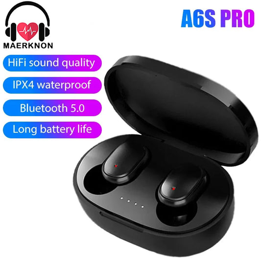 TWS A6S Headset Wireless Earphones Bluetooth Headphones Sport Stereo Bluetooth Earbuds for iPhone 15 Huawei Xiaomi Redmi Phones