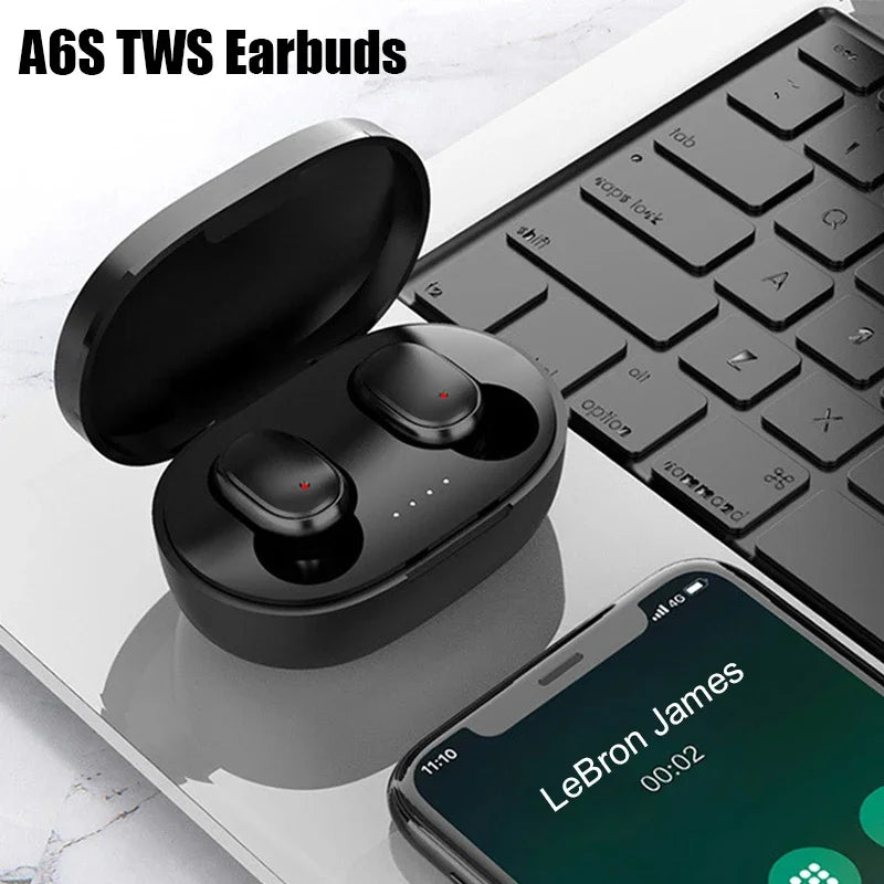 TWS A6S Headset Wireless Earphones Bluetooth Headphones Sport Stereo Bluetooth Earbuds for iPhone 15 Huawei Xiaomi Redmi Phones