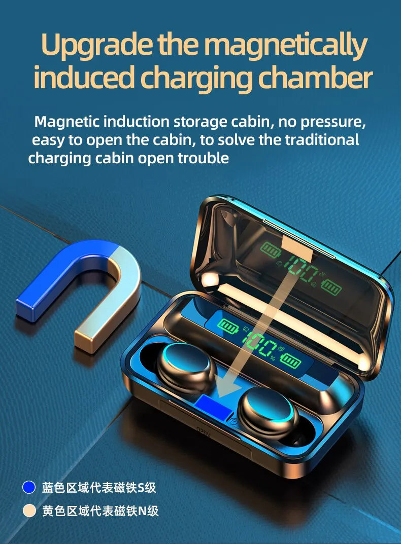 F9 TWS Wireless Earphones Bluetooth Headphones Waterproof Sport Headsets Game Noise Reduction Earbuds With Microphone for Xiaomi